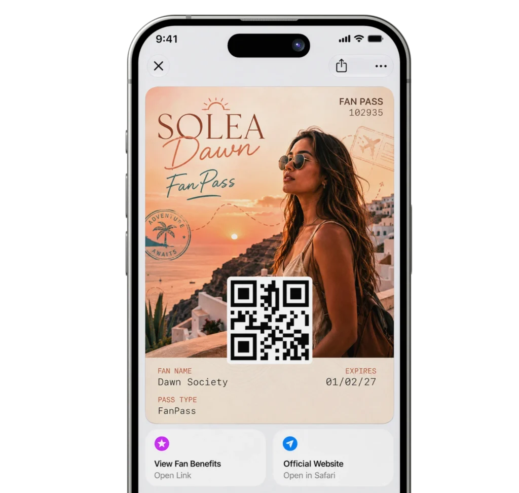 Mobile Wallet Pass for Influencers & Fans: Uses and Examples 1 Example of a fan pass saved to a mobile wallet.