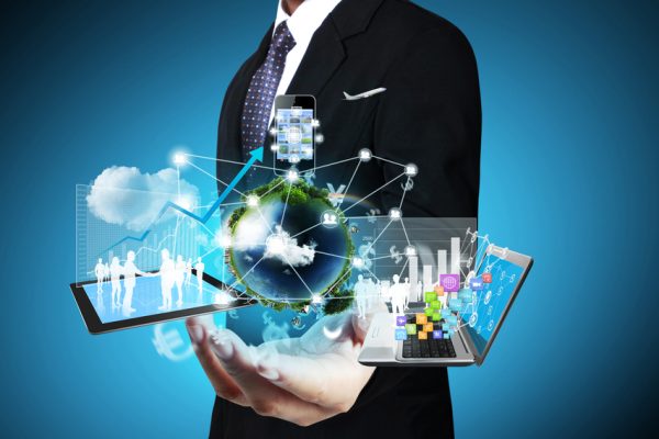 Technology in the hands of businessmen