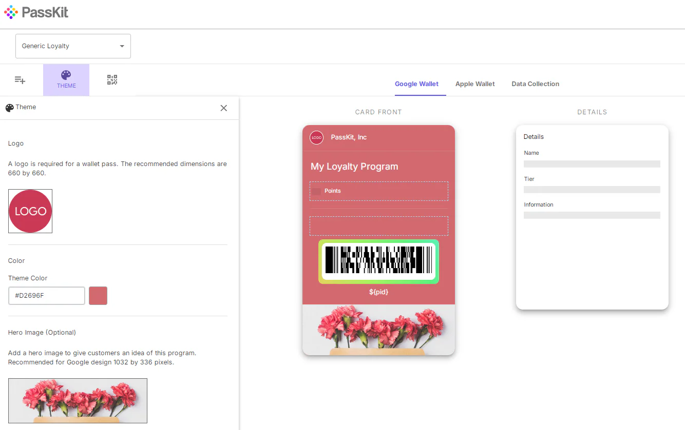 digital loyalty card editor