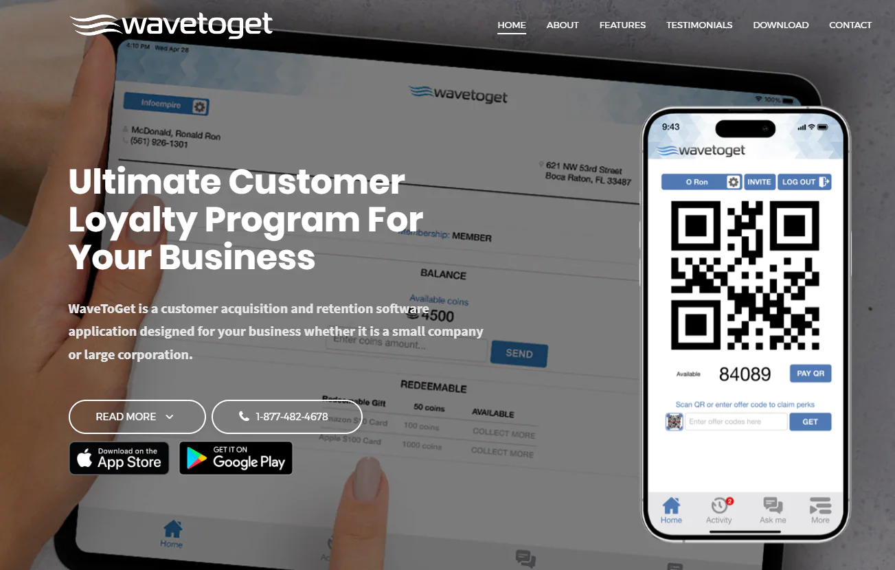 WaveToGet customer loyalty software