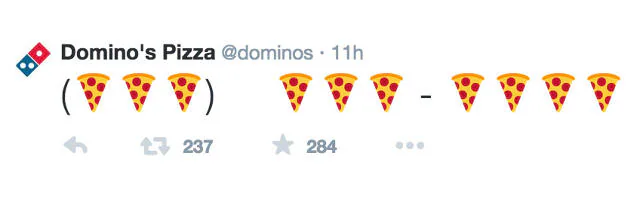 Domino's tweet composed of pizza emoji