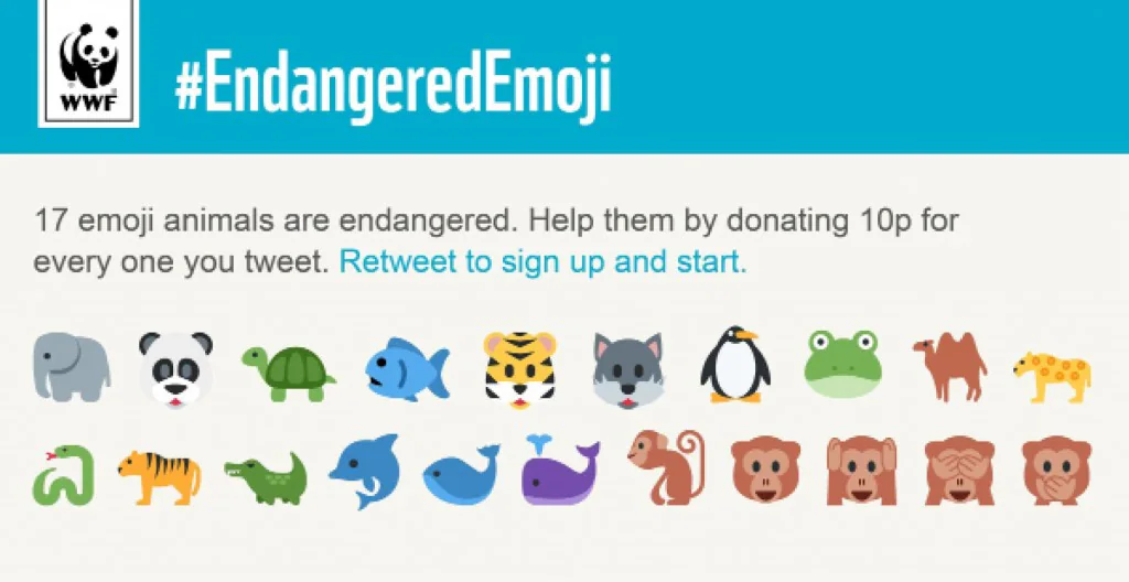 WWF Endangered Emoji fundraising campaign graphic