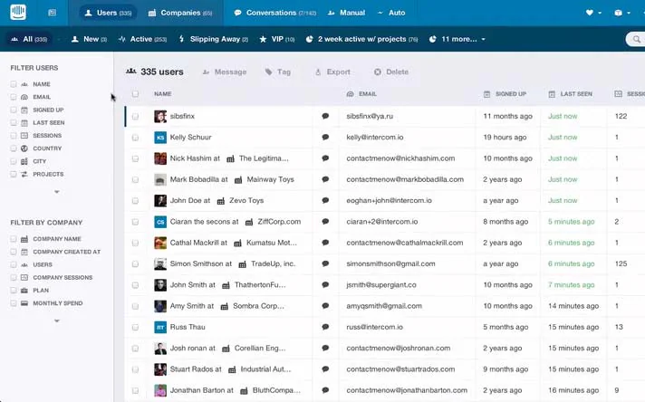 Intercom.io makes managing leads easier than ever with their amazing interface.