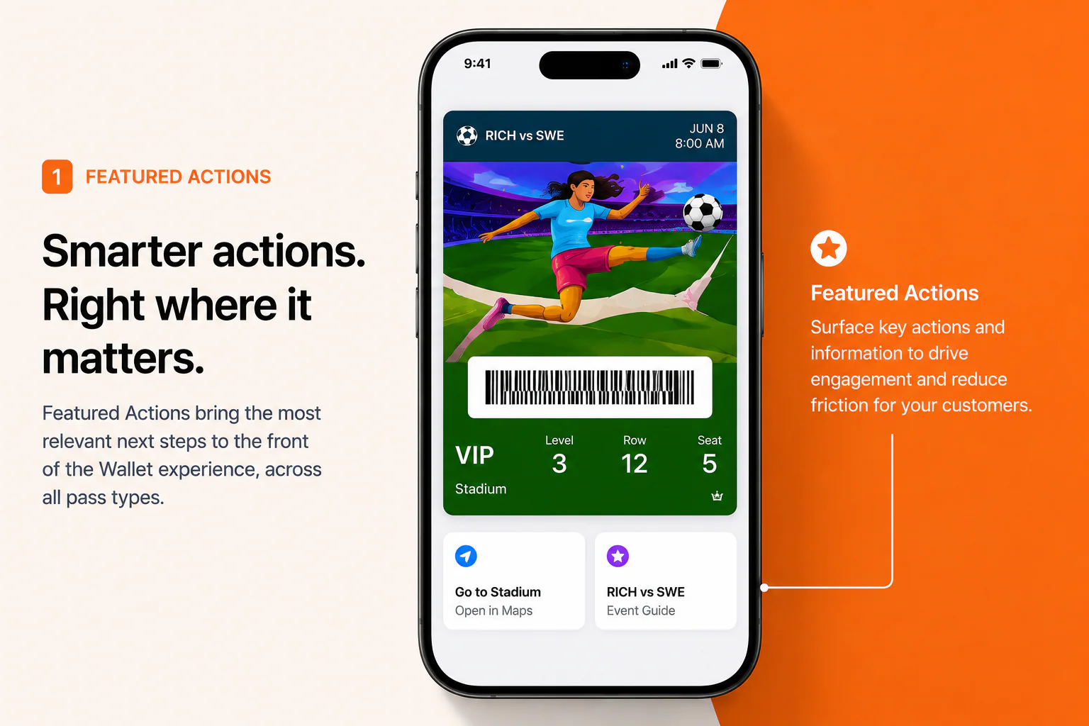 Apple Wallet Featured Actions beneath a wallet pass