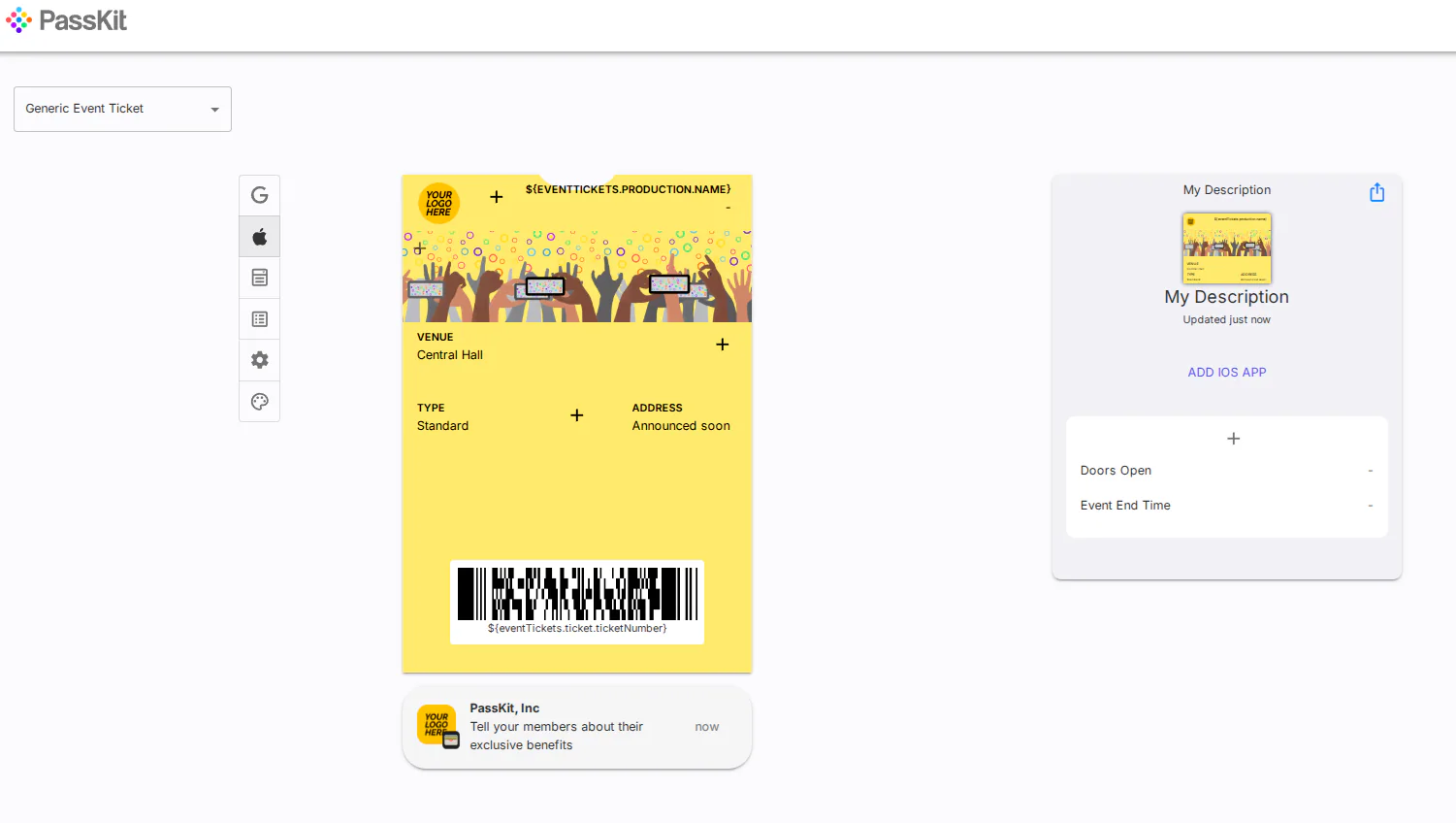 PassKit event ticketing app interface