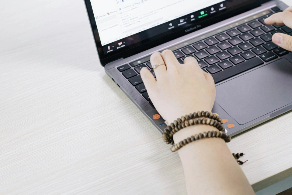 Person using a laptop computer