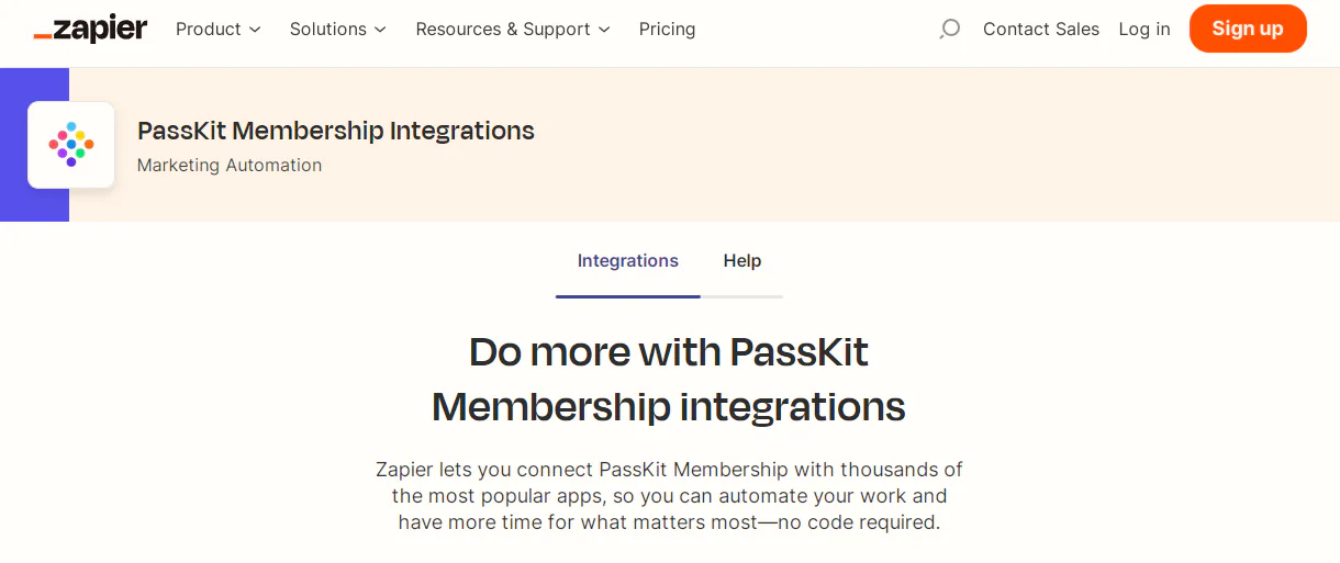 Zapier integration with PassKit