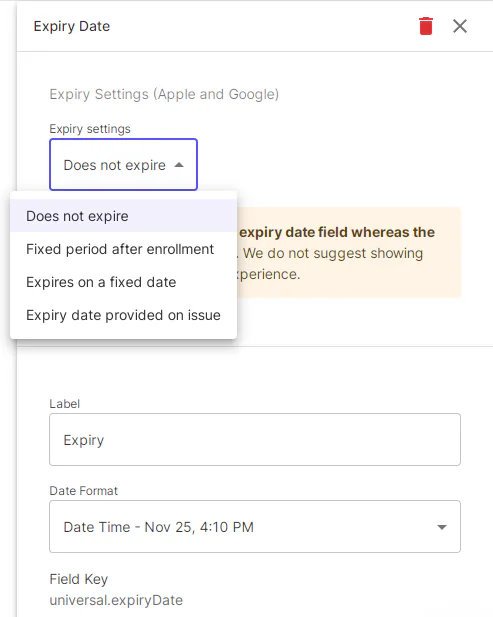 digital loyalty card expiration date