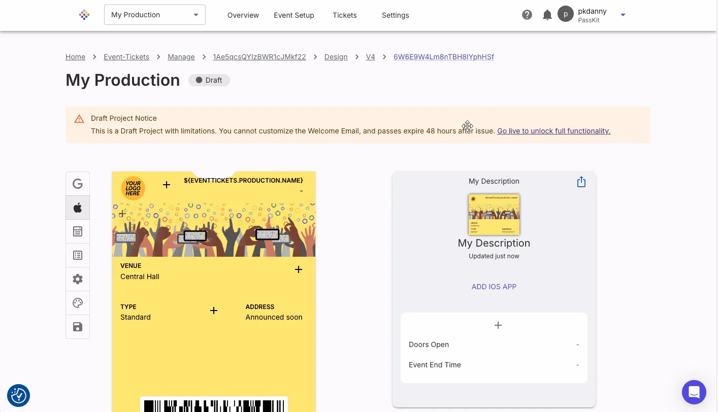 PassKit tools for creating digital event tickets
