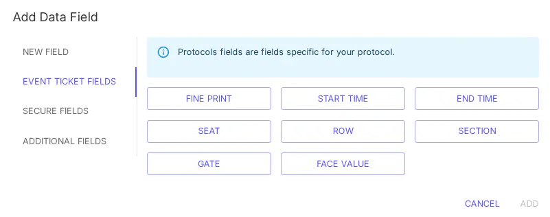 digital ticket fields