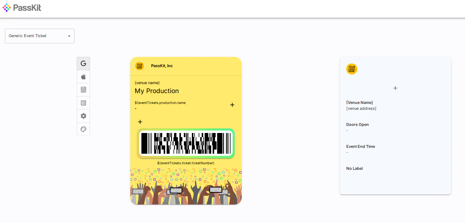 PassKit interface for creating digital event tickets