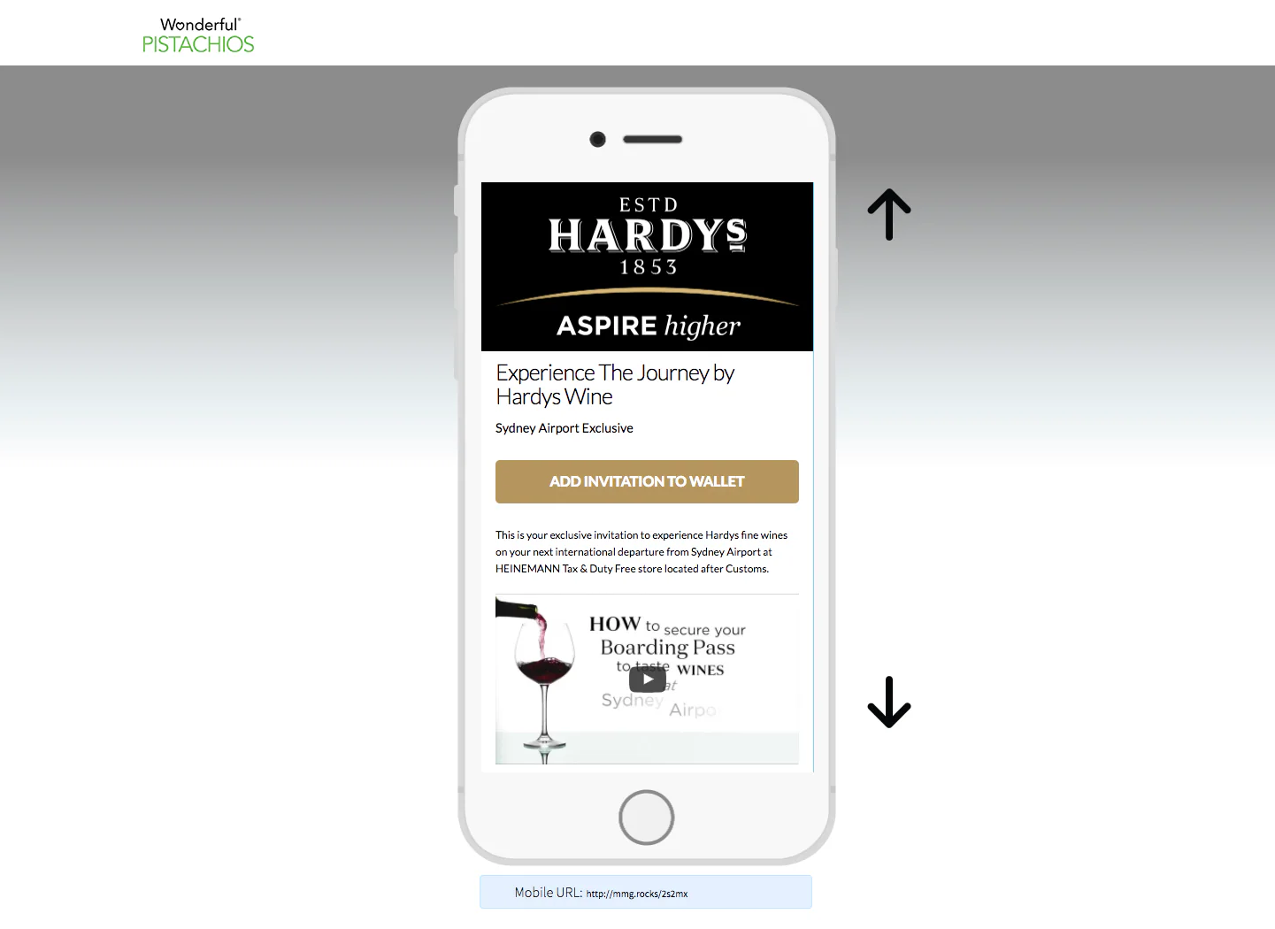 Hardys wine mobile wallet campaign screen 1