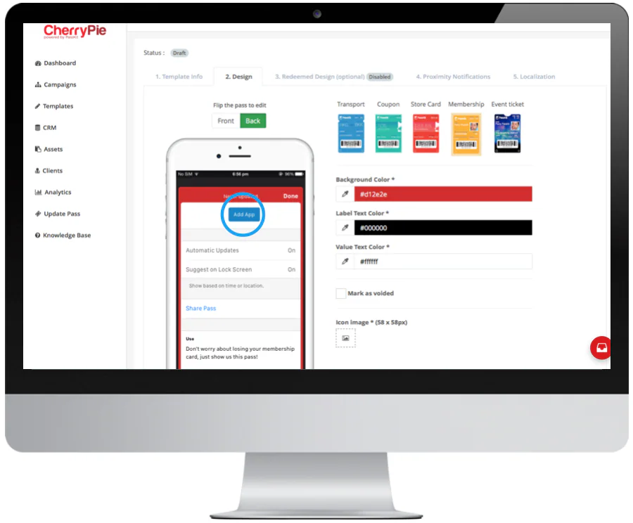 CherryPie pass and app integration example 1