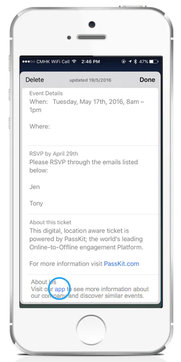 CherryPie pass and app integration example 3