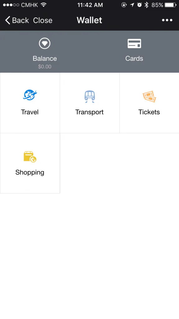 WeChat Wallet screen