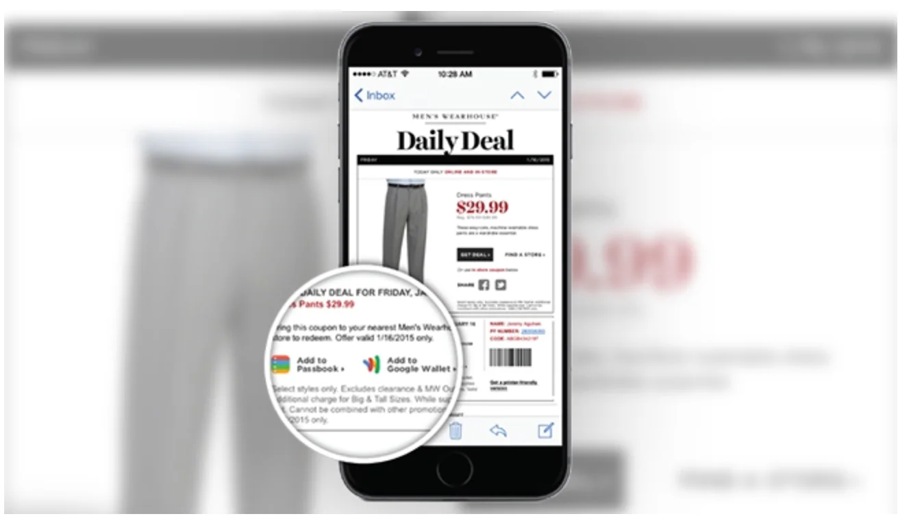 Email and mobile wallet marketing example 3