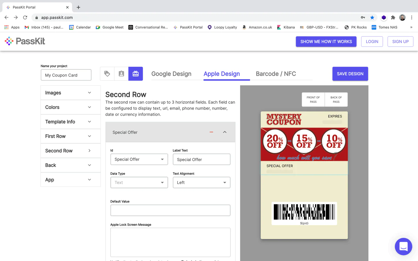 PassKit digital coupon setup screen 5