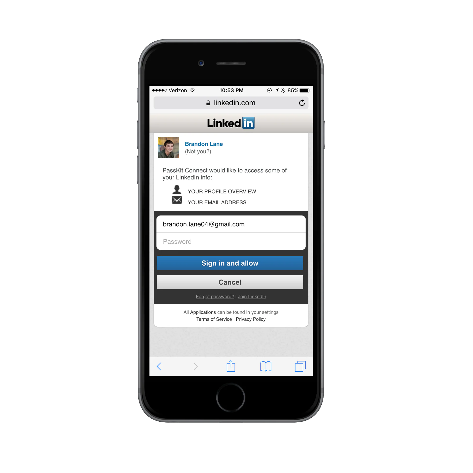 LinkedIn mobile business card setup 1
