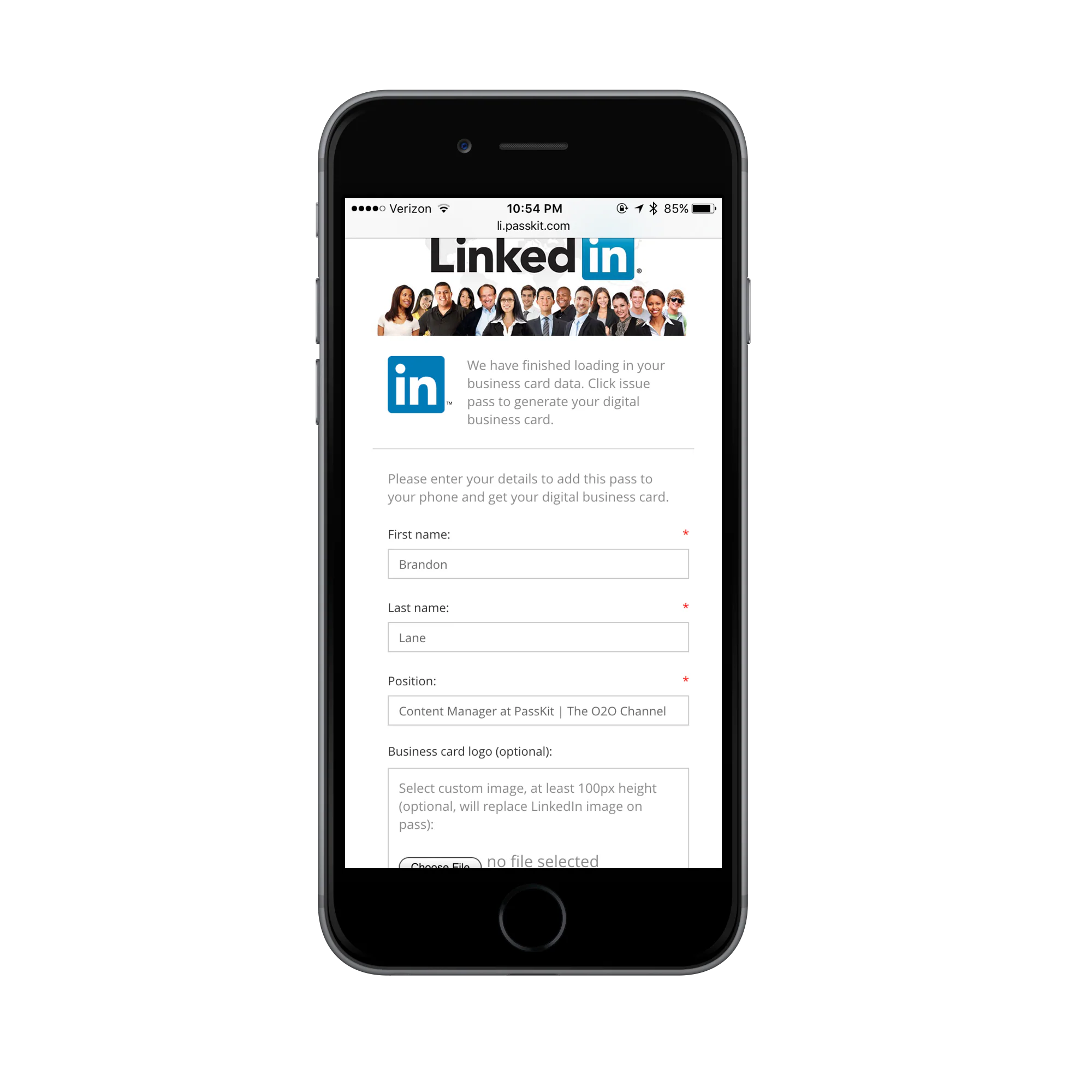 LinkedIn mobile business card setup 2