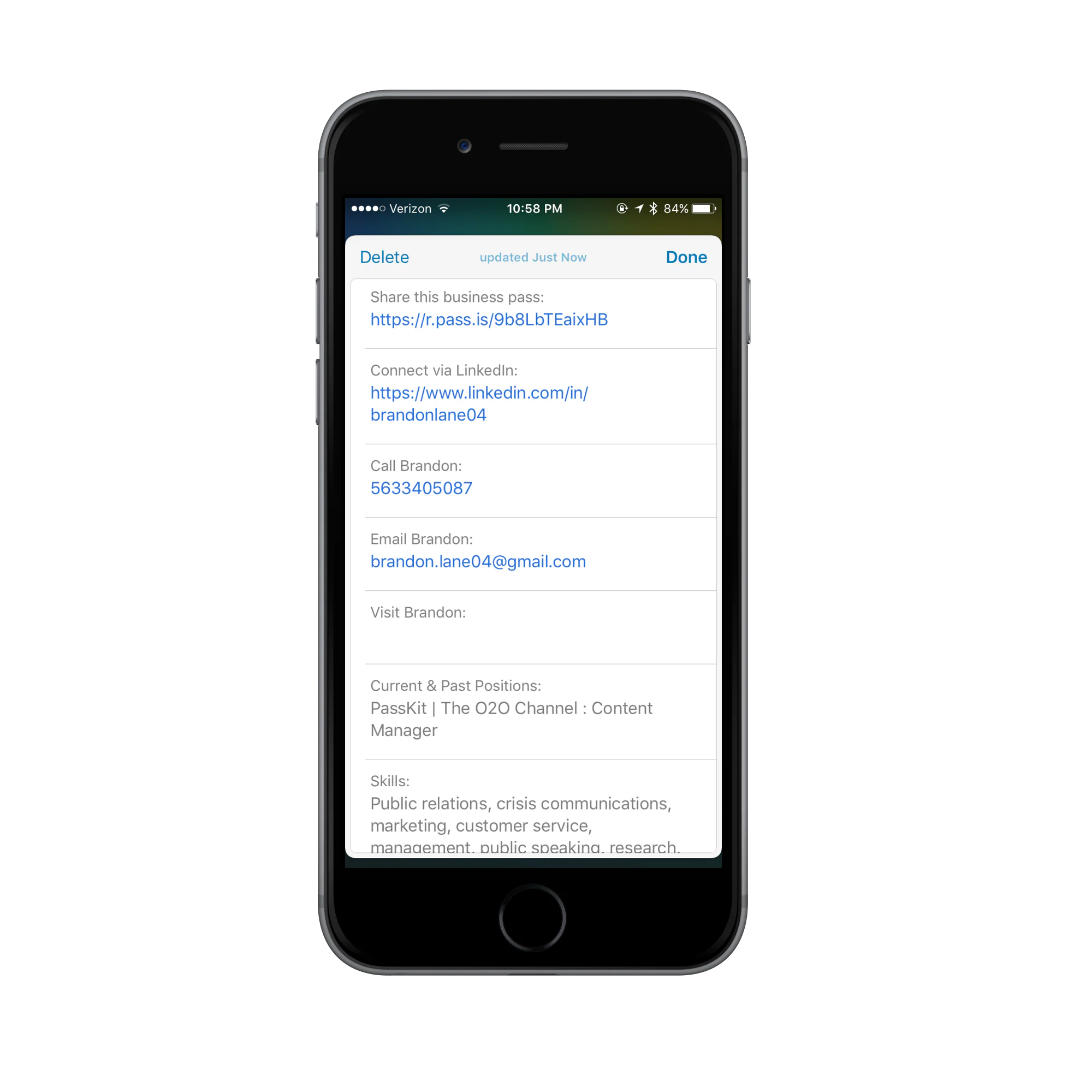 LinkedIn mobile business card setup 6
