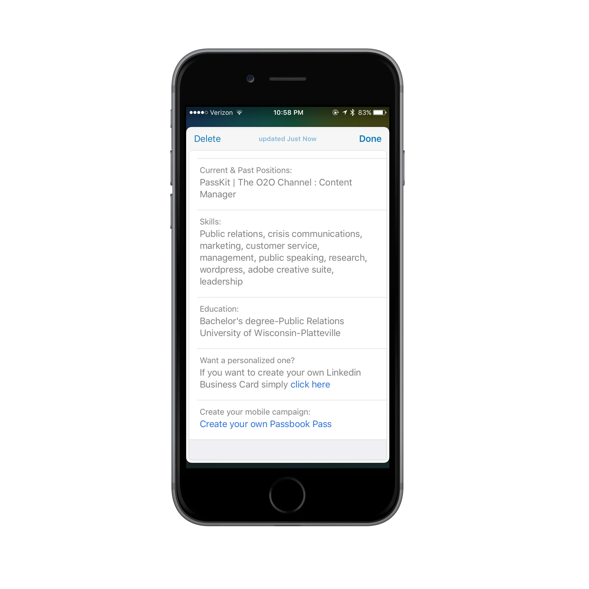 LinkedIn mobile business card setup 7