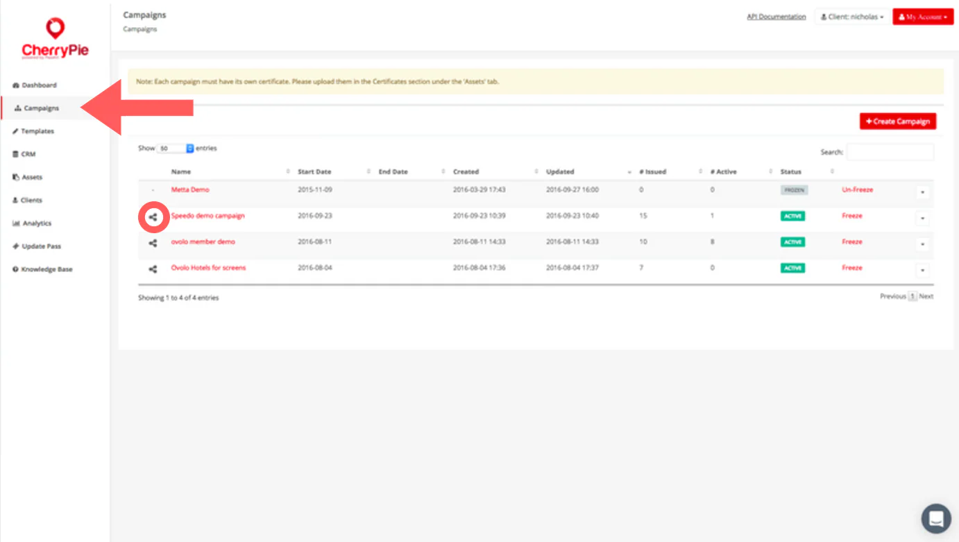 CherryPie email distribution setup step 1