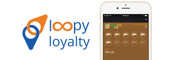 Loopy Loyalty logo beside a digital coffee stamp card