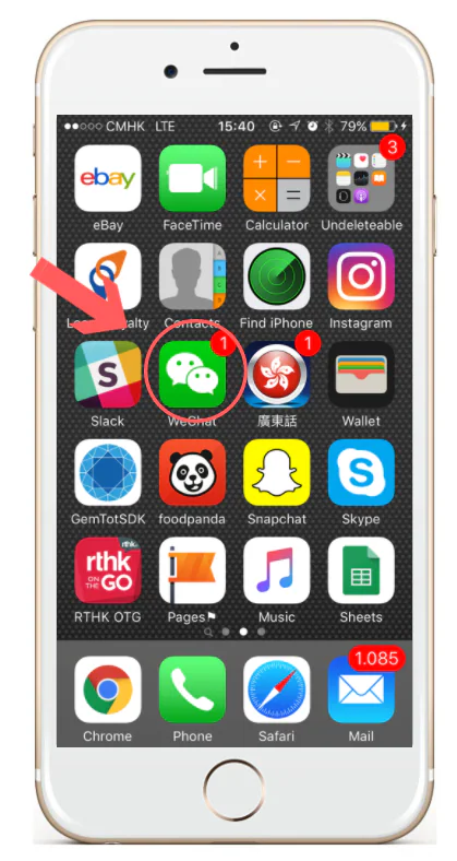 WeChat app on an iPhone home screen