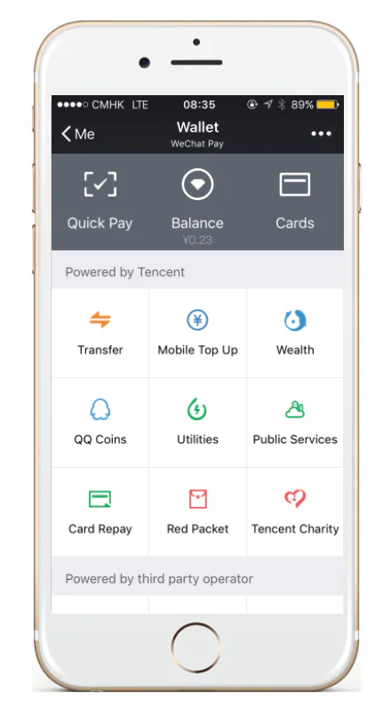 WeChat Wallet payment options