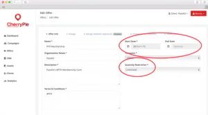 Digital coupon campaign setup screen 18