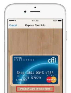 Credit card being scanned into Apple Pay