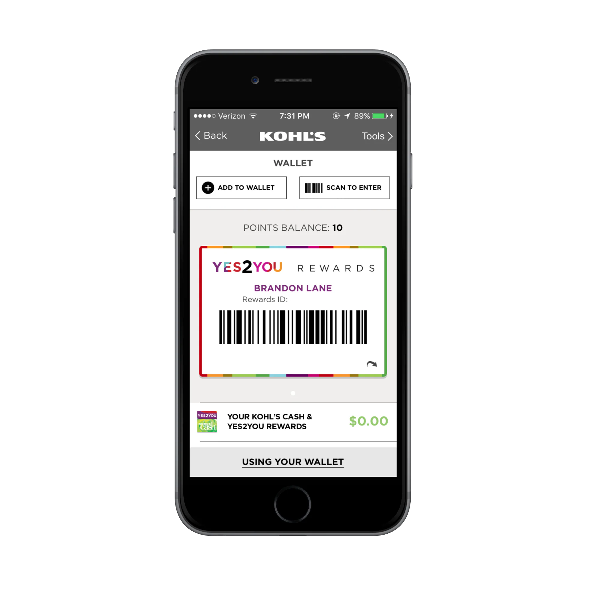 Kohl's mobile payments and loyalty example 3