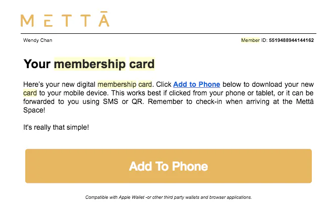 Metta digital membership card setup 3