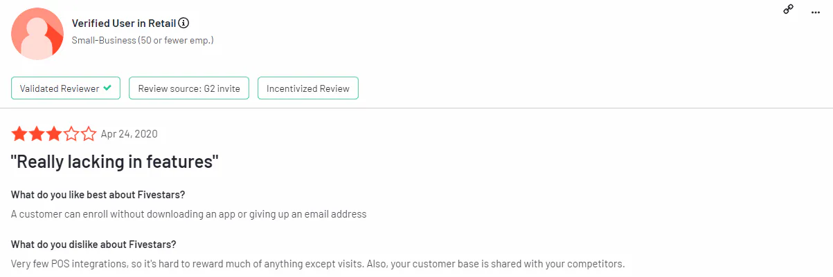 Fivestars user reviews