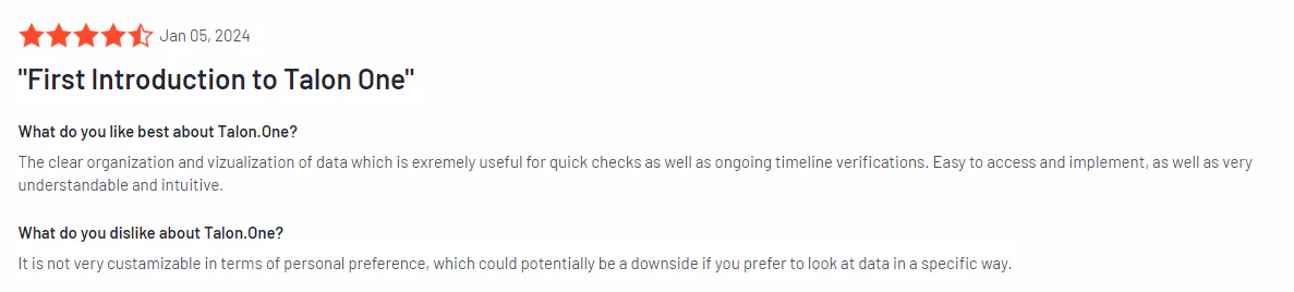 Talon One user reviews