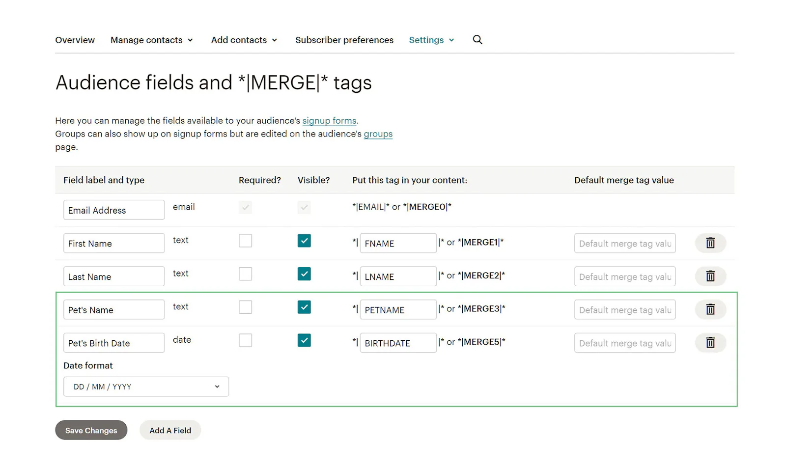 Mailchimp personalized emails