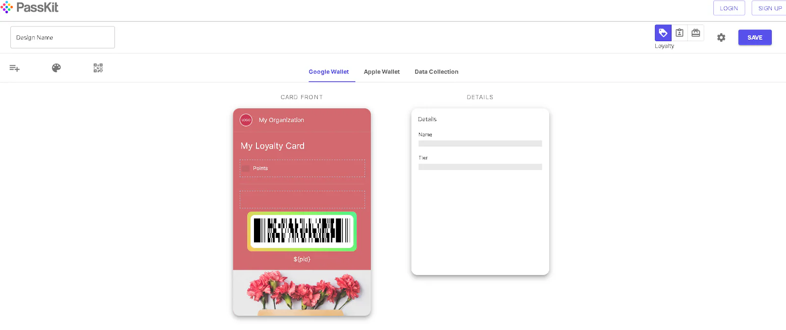 PassKit loyalty card templates