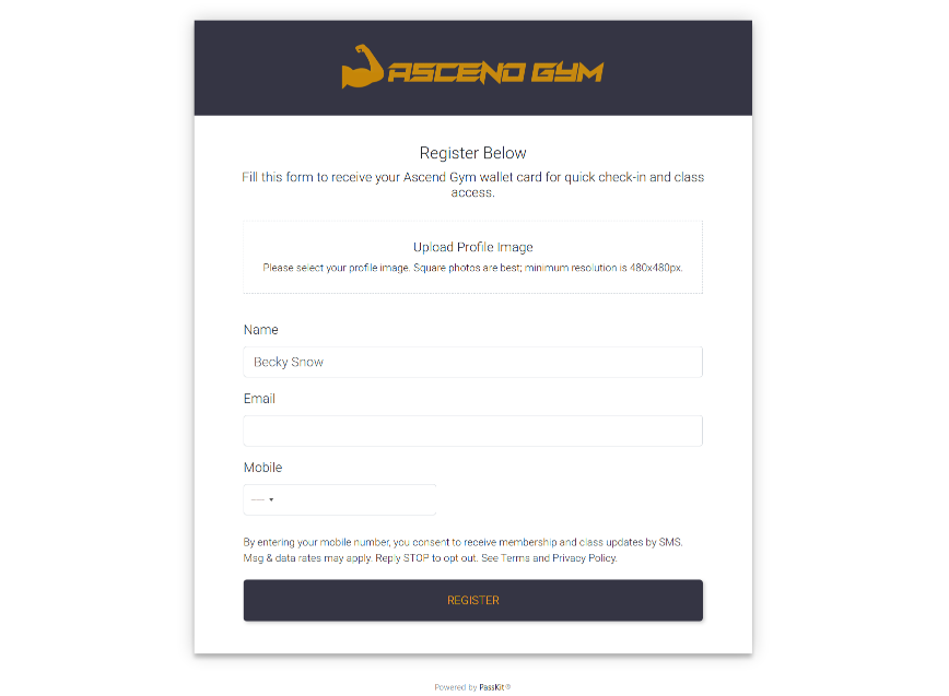 Data collection form for membership enrollment