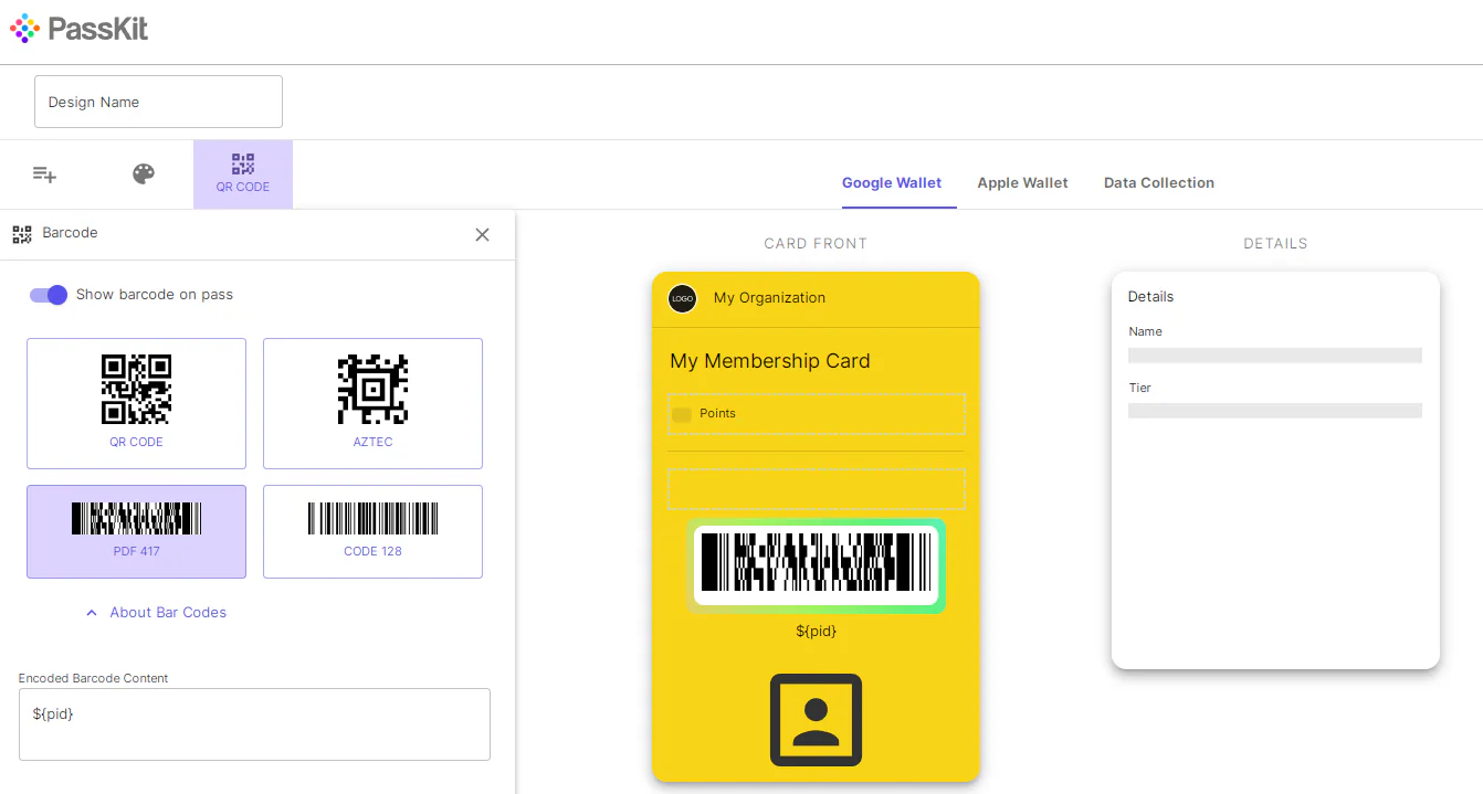 QR code on membership cards