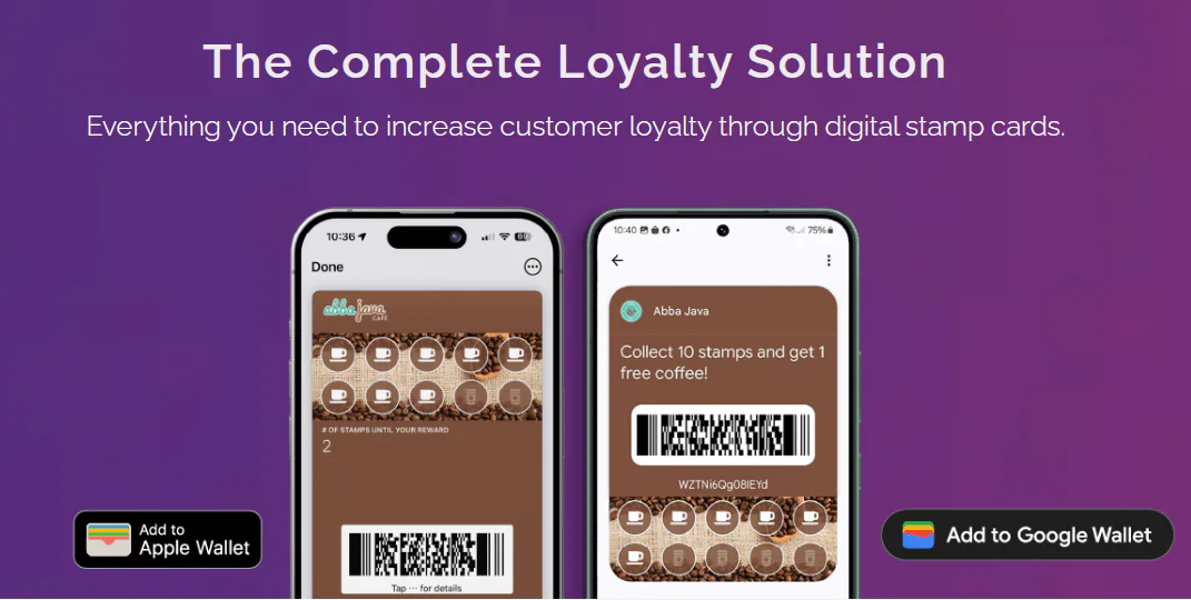Digital coffee stamp cards in Apple Wallet and Google Wallet