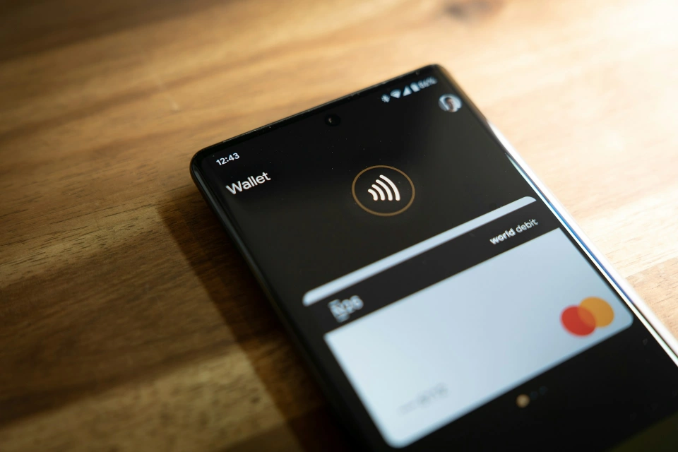 Digital payment card displayed on an Android phone
