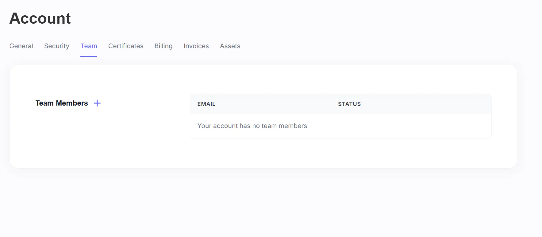 PassKit account team members screen