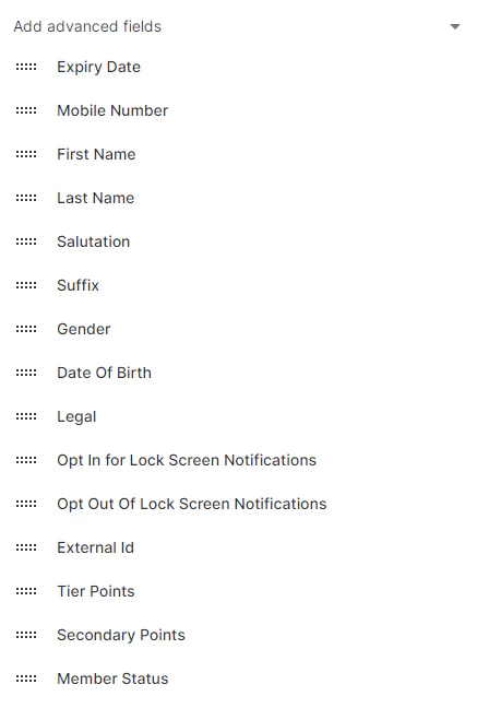 Advanced fields for nail salon loyalty cards