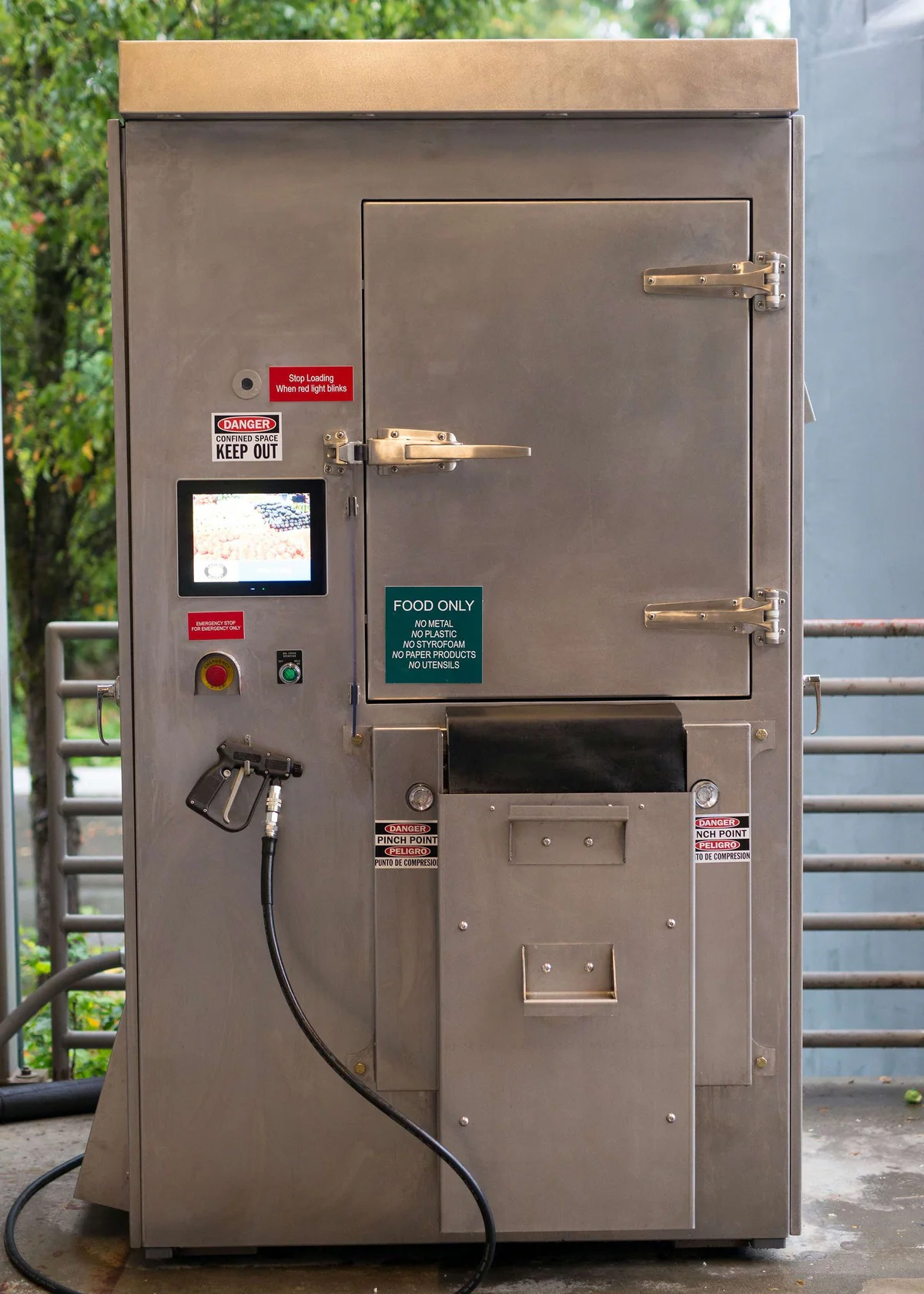 Stainless-steel machine for processing food waste