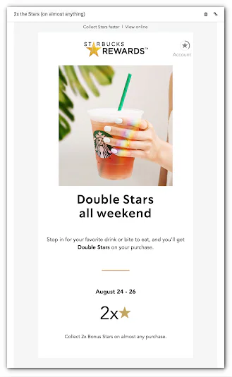 Loyalty program promotional email