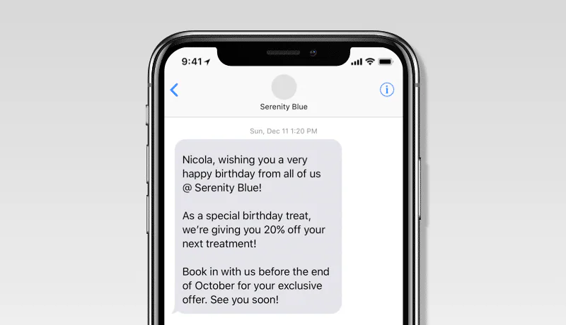 Permission-based marketing text message example