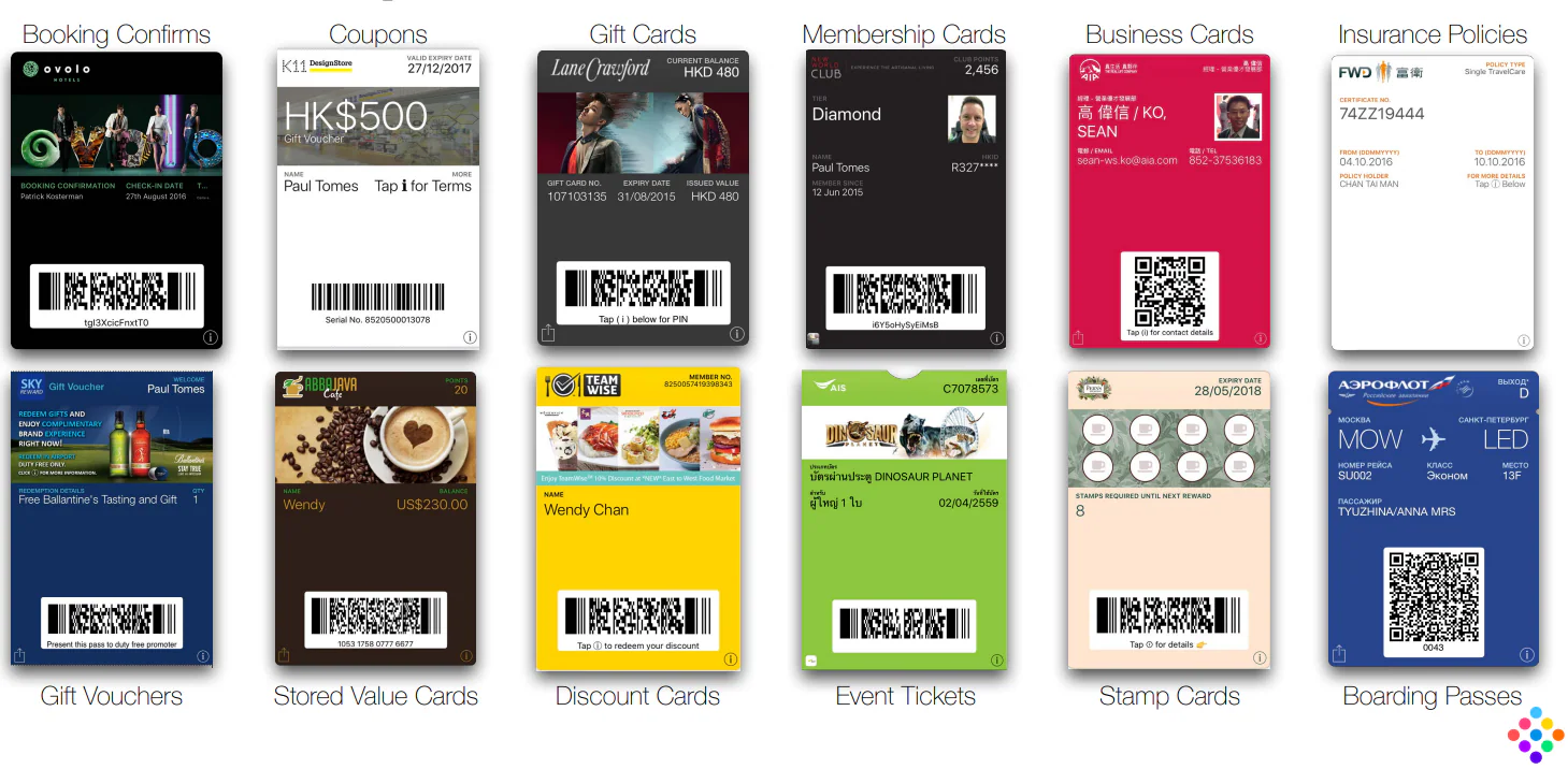 PassKit examples of digital passes
