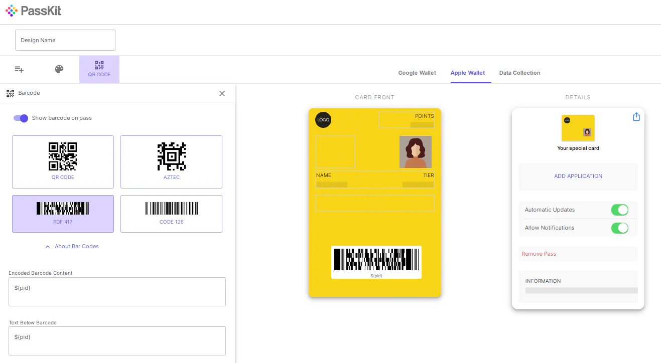 PassKit scannable membership cards