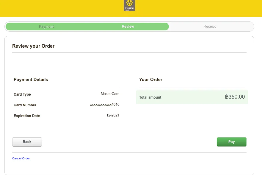 Sompo online payment review screen for a travel insurance order