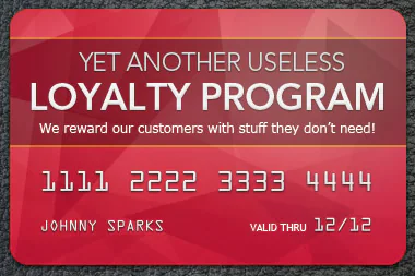 Red loyalty card labelled Yet Another Useless Loyalty Program